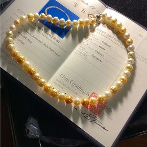 South Sea Pearl Necklace Choker Baroque Style in Silver Clasp
